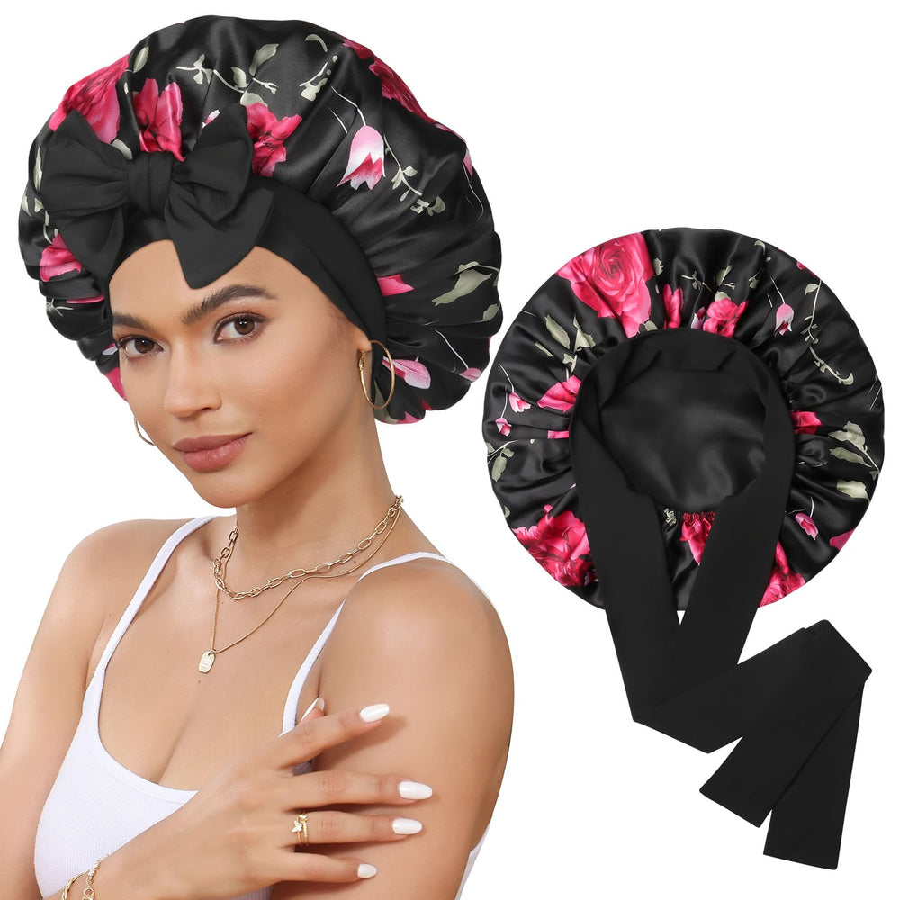 CHLINS bonnet satin sommeil – bande élastique large assure un maintien nocturne.