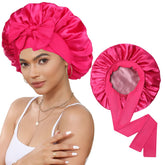 CHLINS bonnet satin nuit avec bande elastique large, protection durable des cheveux pendant le sommeil