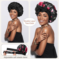 CHLINS bonnet satin double couche – protection hydratante nocturne des cheveux.