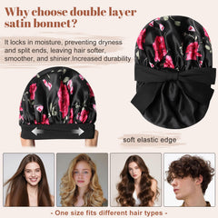 CHLINS bonnet satin réversible – double couche pour cheveux bouclés.