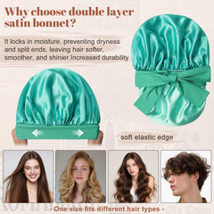 CHLINS bonnet double couche en satin pour protection des cheveux.