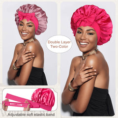 CHLINS bonnet satin double couche, réutilisable, offre une protection capillaire accrue toute la nuit