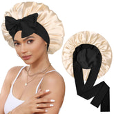 CHLINS satin bonnet nuit avec bande élastique pour un ajustement sûr et confortable.