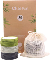Tampons démaquillants en bambou Chloven pour un démaquillage doux et réutilisable.