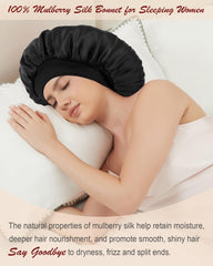 Bonnet Choshion en soie de mûrier réversible offre deux styles nocturnes et douceur.