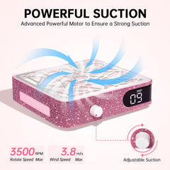 CHRISTINE SHELLY aspirateur-poussière pour ongles, réduction du bruit et aspiration ajustable.