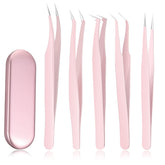 Pinces à cils volume Chumia en rose, ensemble complet pour une pose précise des extensions.