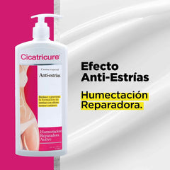 Application quotidienne de Cicatricure Anti‑Estries – peau nourrie et souple après le massage.