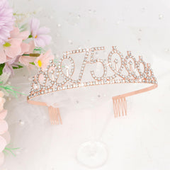 CIEHER diadème pavé strass rose, effet royal et lumineux.