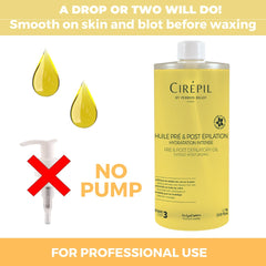 Huile Cirepil appliquée: petite goutte pour préparer et optimiser l’épilation.