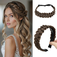 CJL HAIR bandeau tressé fait main brun café, confort quotidien.