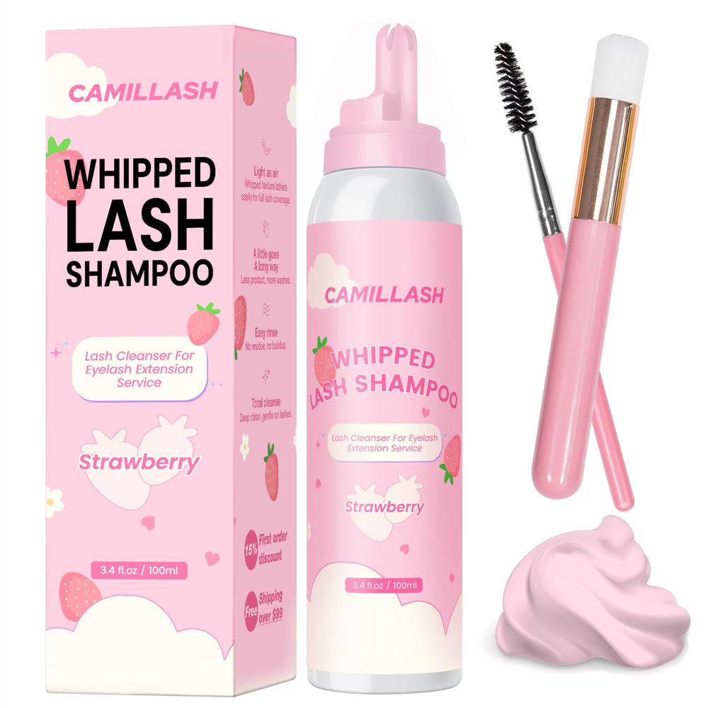 CL CAMILLASH, bouteille de shampoing mousse crème pour extensions de cils, nettoyage en douceur