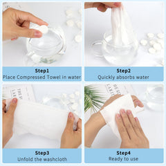Tablettes mini Classycoo dilatées dans l’eau, expansion rapide pour lingettes douces.
