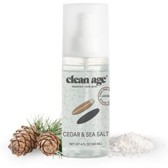 Clean Age: bouteille avec spray au cédré, idéal après le sport.