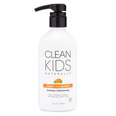 Bouteille Clean Kids Naturally Shampoing tropical Orange Burst, parfum fruité idéal pour l'heure du bain.