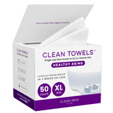Clean Skin Club serviettes visage sèches XL pour un séchage doux et hygiénique.