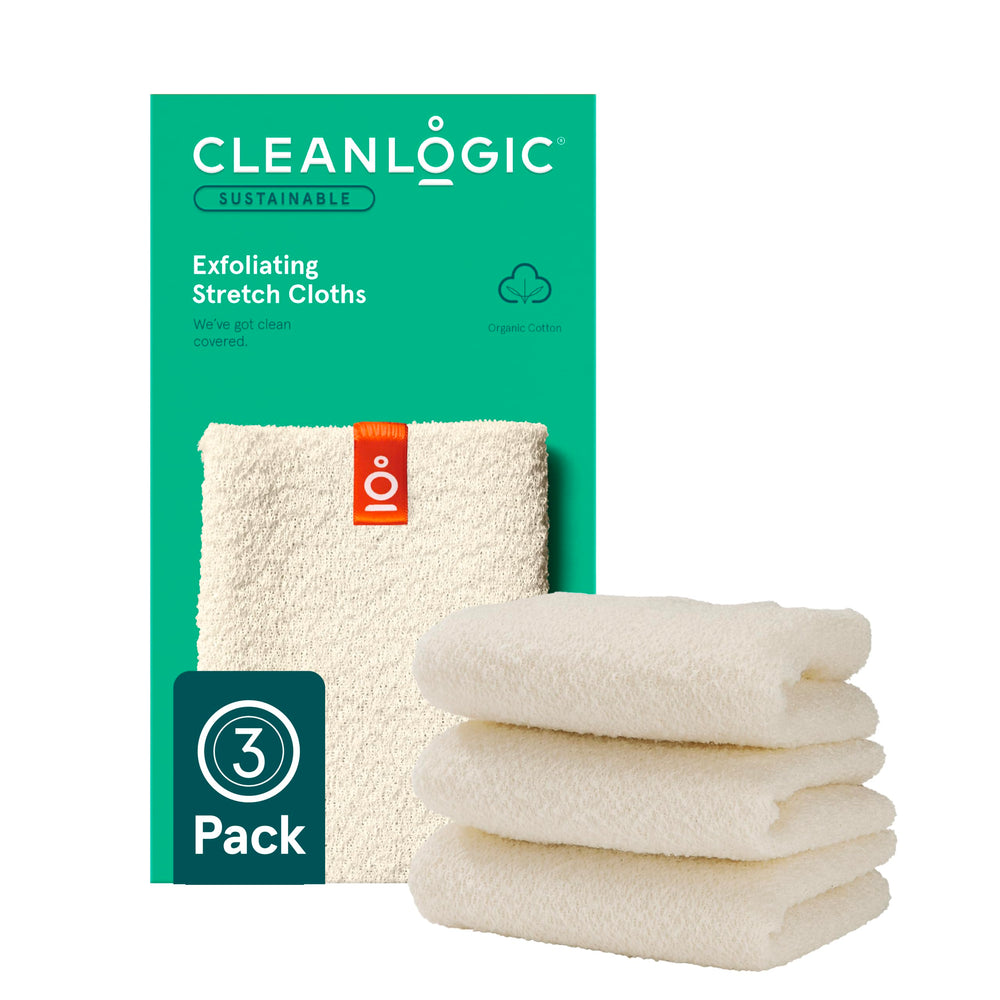 Gant exfoliant Cleanlogic pour le corps en coton bio—nettoie en profondeur.