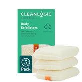 Gant exfoliant Cleanlogic en coton biologique, pack de 3, usage quotidien pour peau nette.
