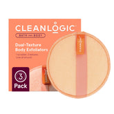 Pack exfoliant corps Cleanlogic avec trois pièces à texture double pour routine quotidienne.