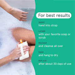 Cleanlogic gant exfoliant: utilisation sous la douche avec mouvements circulaires.