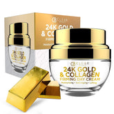 Clear Beauty Crème Jour 24K Or et Collagène – flacon élégant pour hydrater la peau