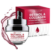 Clear Beauty Retinol et Collagène – flacon visible et soin hydratant léger.