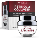 Clear Beauty night cream bottle close-up showing premium packaging for nightly care hydration.