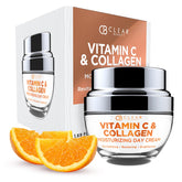 Clear Beauty Vitamin C & Collagene crème visage — bouteille, hydratation durable et texture agréable.