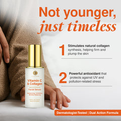 Clear Visage sérum vitamine C et collagène, soutien l'élasticité de la peau.
