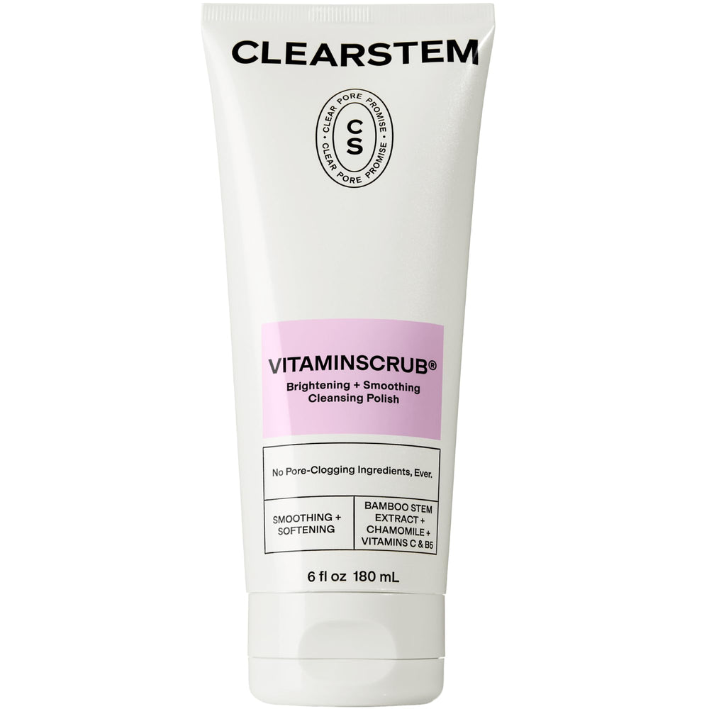 Gommage CLEARSTEM VITAMSCRUB pour le visage, exfolie en douceur et révèle une peau lumineuse.