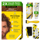 CLEVERMAN 2X Coloration Auburn: kit complet pour cheveux et barbe, pratique et durable.
