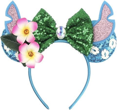 Oreilles Minnie Princesse florales violettes de CLGIFT, idéales pour cosplay et fêtes.