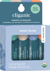 Cliganic baume lèvres ensemble 4 saveurs, hydratation naturelle en douceur.