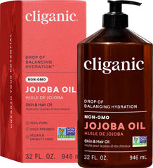Cliganic Huile de Jojoba — Bouteille avec pompe pour une hydratation facile