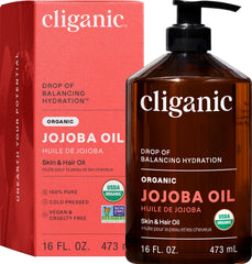 Cliganic Huile Jojoba — Bouteille versement facile pour une utilisation polyvalente.