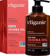 Cliganic huile jojoba pression à froid – bouteille claire, hydratation naturelle