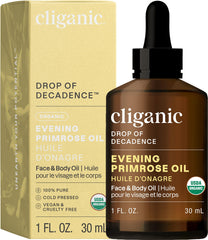 Cliganic Huile d’onagre biologique avec pipette, hydratation polyvalente pour peau et cheveux.