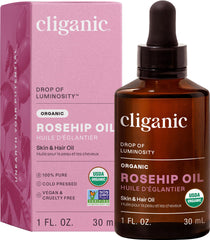 Cliganic huile rose musquée en bouteille: hydratation naturelle pour la peau.