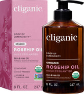 Cliganic huile rose musquée – flacon visage, hydratation naturelle.