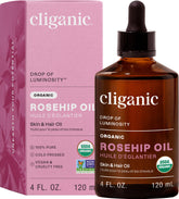 Cliganic huile rose muskée pour le visage, texture légère et hydratante
