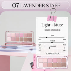 CLIO PROFESSIONAL Palette Yeux Air 07 Lavender Staff : base mate et teintes d’ombre harmonieuses.