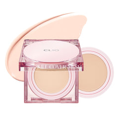 CLIO Kill Cover Mesh Glow Cushion dans son étui, prêt pour le voyage.