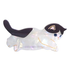 Clip Sugar pince cheveux chat acétate noir blanc, design chic et pratique pour toutes les coiffures.