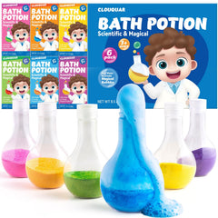 CLOUQUAR Potions-bain enfant, bulles colorées pour un moment ludique et sûr.