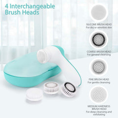 CLSEVXY brosse visage 4 têtes exfoliantes – adaptée à tous les types de peau
