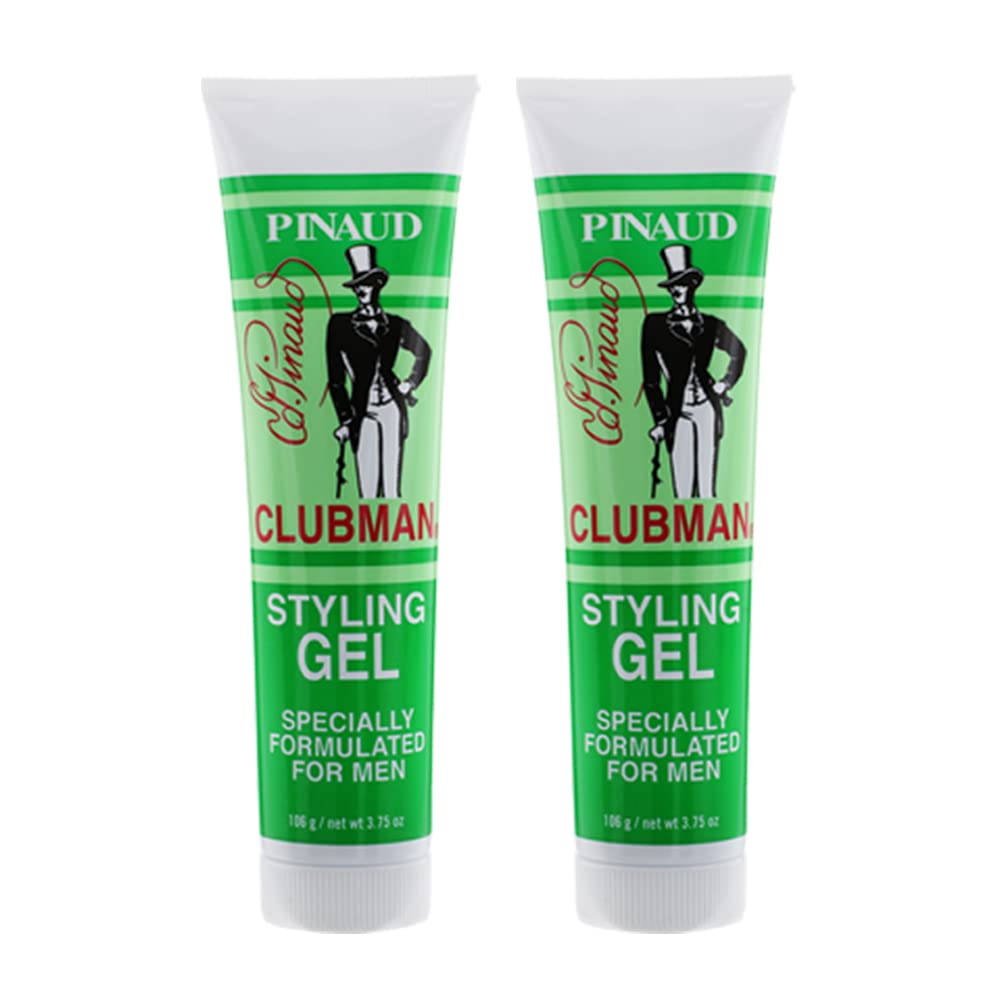 Clubman gel coiffant emballage 2 pièces, pratique à emporter.