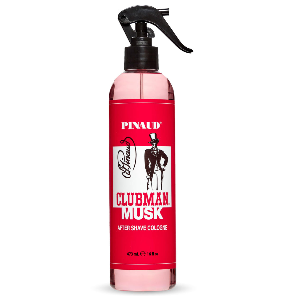 Clubman Musk, vaporisateur apres-rasage, rafraîchit la peau après rasage avec un parfum discret.