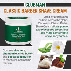 Clubman Pinaud Bouteille 16 oz montrant l’usage universel pour toutes les barbes.