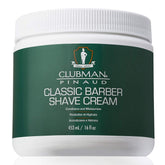 Clubman Pinaud Crème de rasage classique en bocal offrant mousse riche et hydratante.