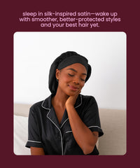 Cobana bonnet satin double nuit luxueuse apporte douceur et protection des cheveux.